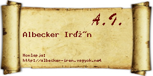 Albecker Irén névjegykártya